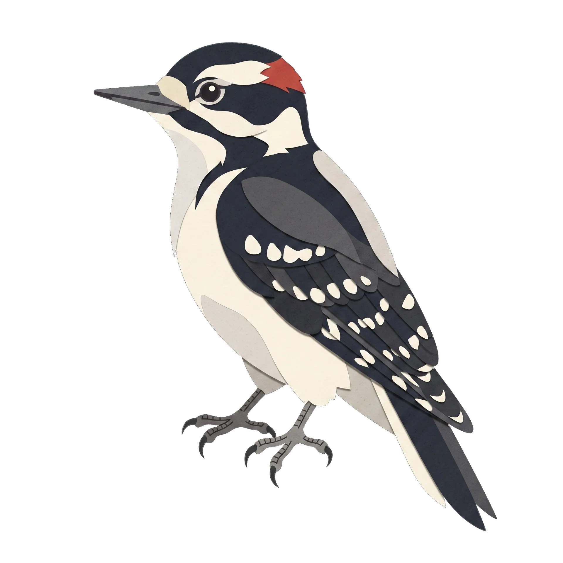 Illustration of a Downy Woodpecker