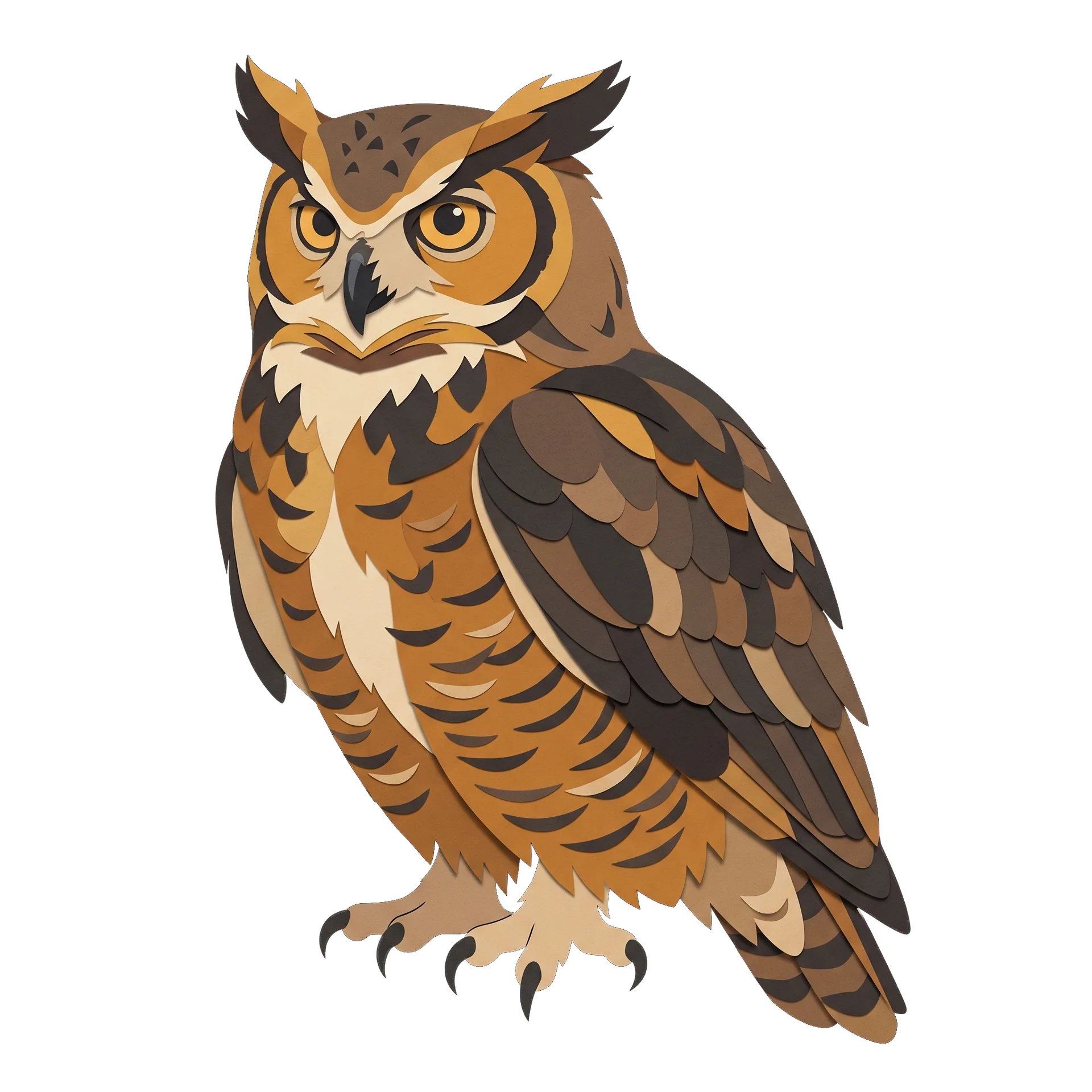 Stylized illustration of the Great Horned Owl