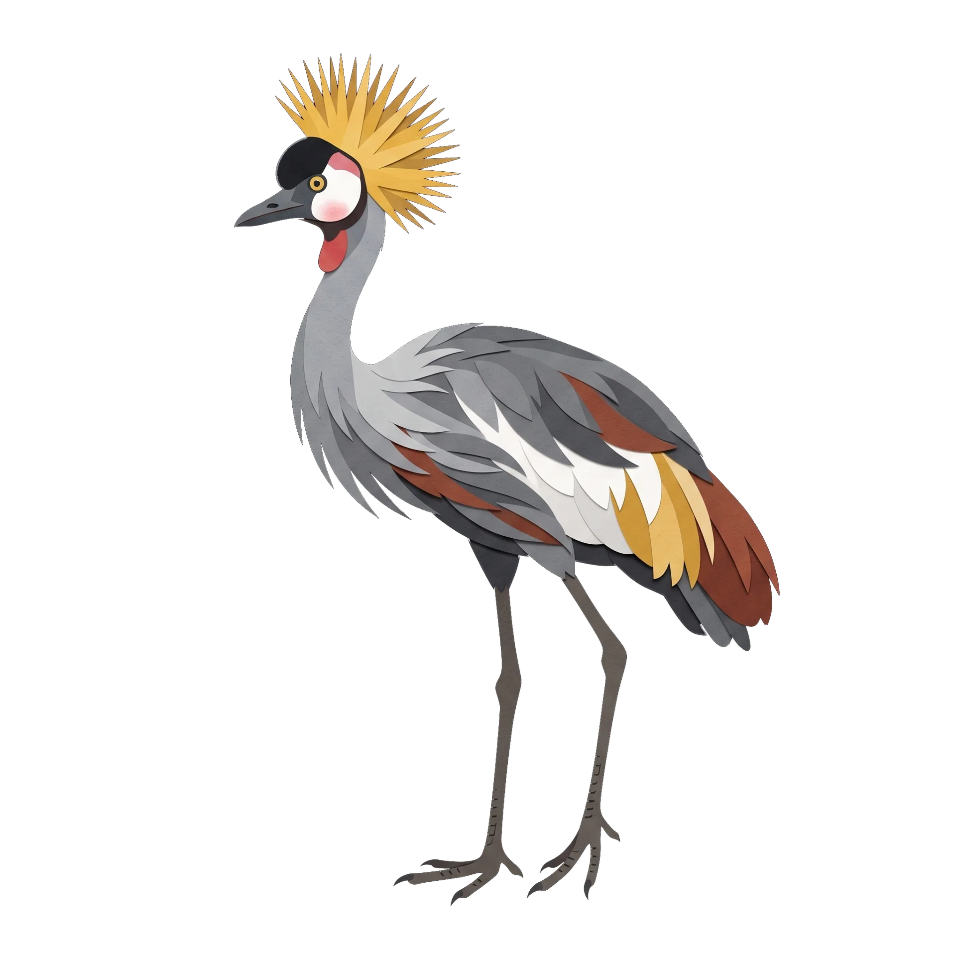 Stylized illustration of the Grey Crowned Crane