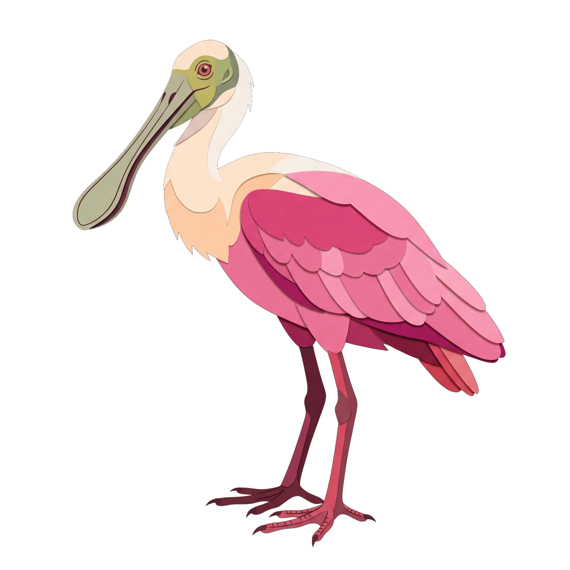 Illustration of a Roseate Spoonbill